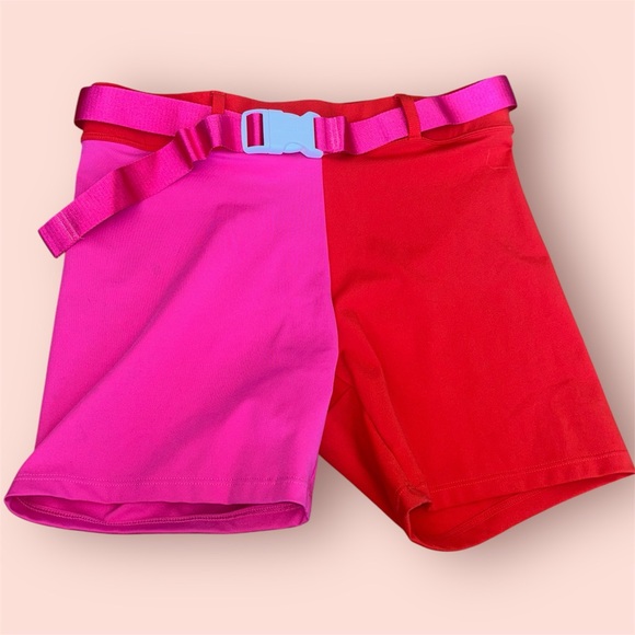 STAUD Pink and Red Athletic Shorts - Picture 1 of 5